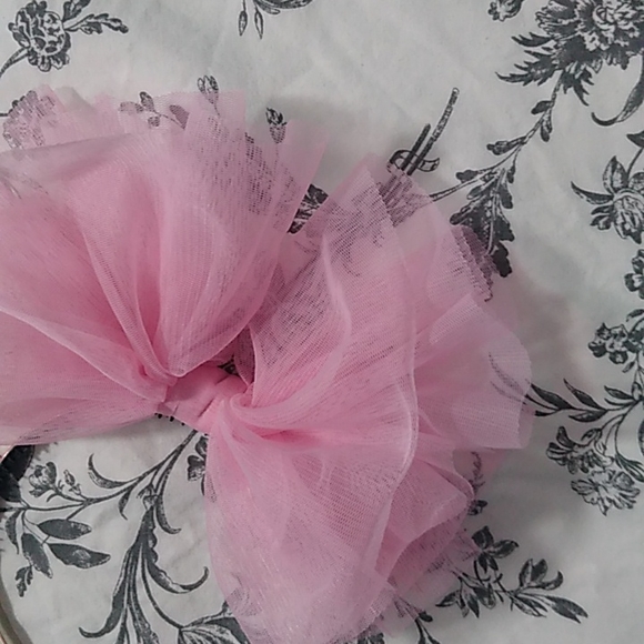 Nwot pink metal tutu bow tulle large avant garde slim thin skinny headband - Picture 8 of 16